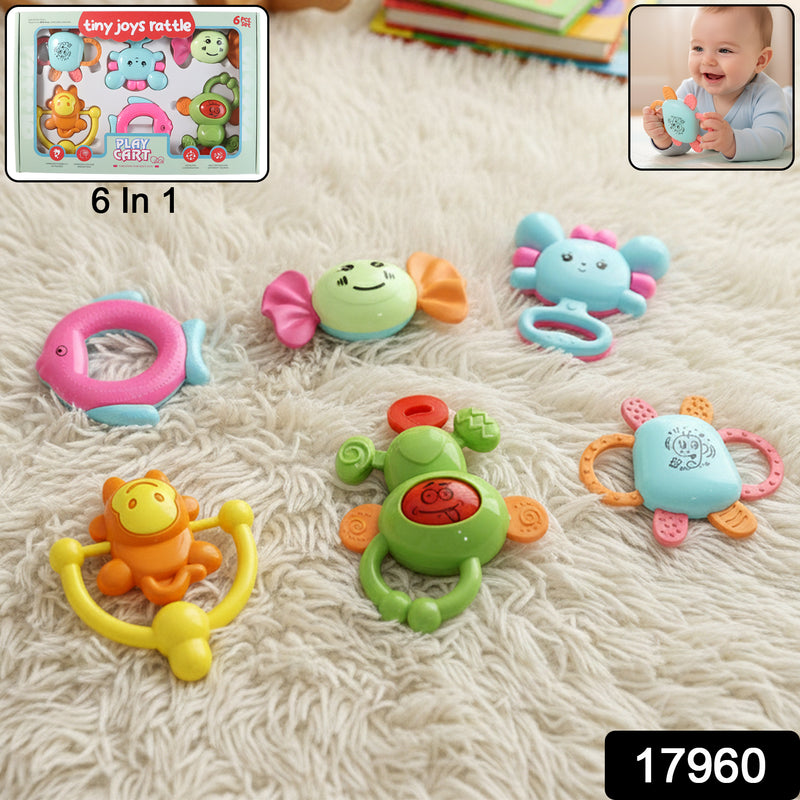 Play Cart Tiny Joys Rattle Toy Set 6-in-1 Baby Rattles