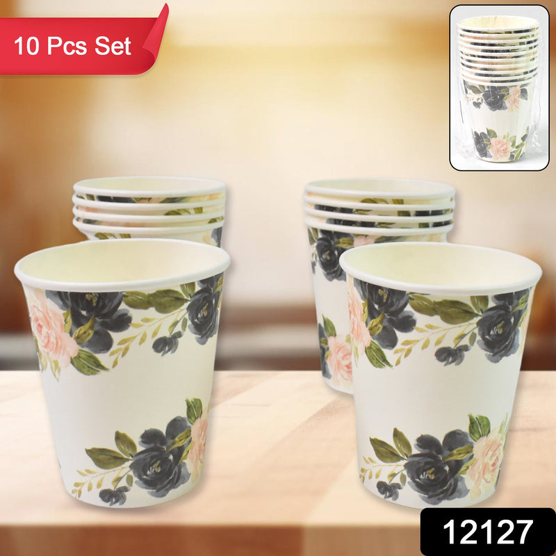 Disposable Paper Cups Disposable Tea Coffee Cups (10 Pcs Set Mix Color Design)