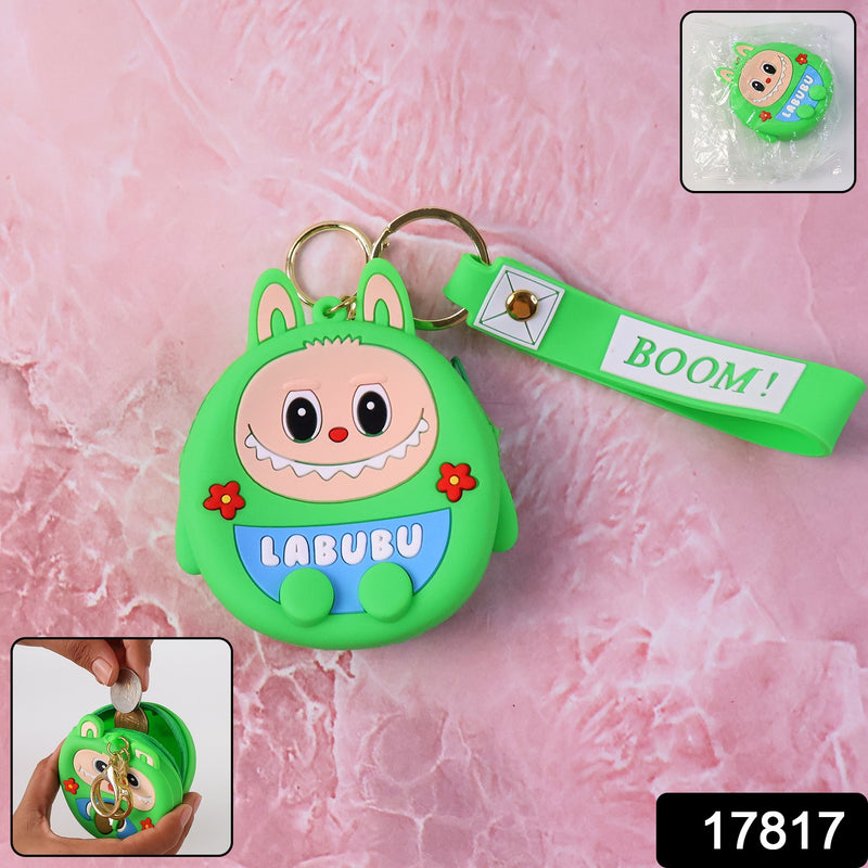 Cute Cartoon Character Coin Pouch With Keychain Wrist Strap