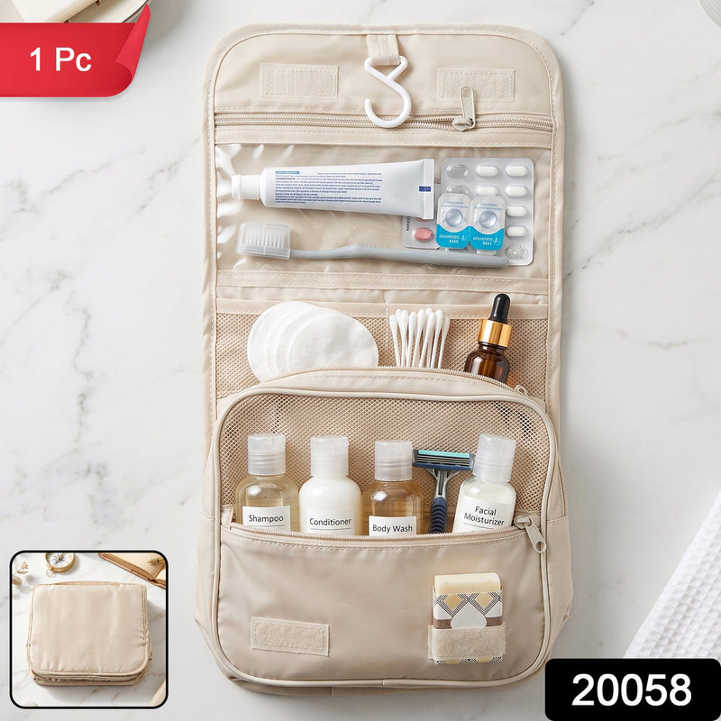 Premium Foldable Travel Pouch Bag Hanging Toiletry Organiser Kit (1 Pc)