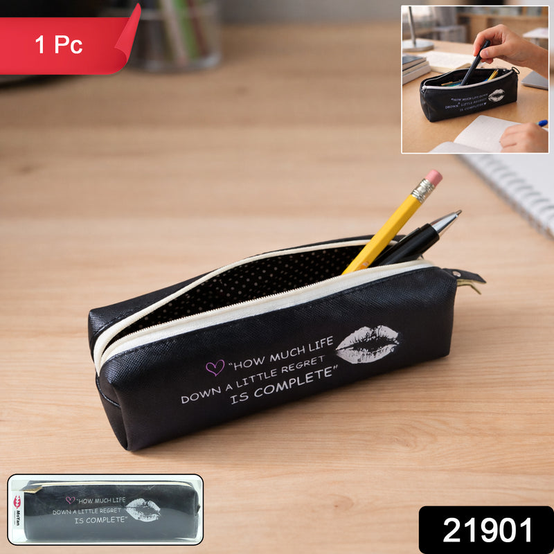 Stylish Printed Zipper Pencil Pouch Organizer (1 Pc)