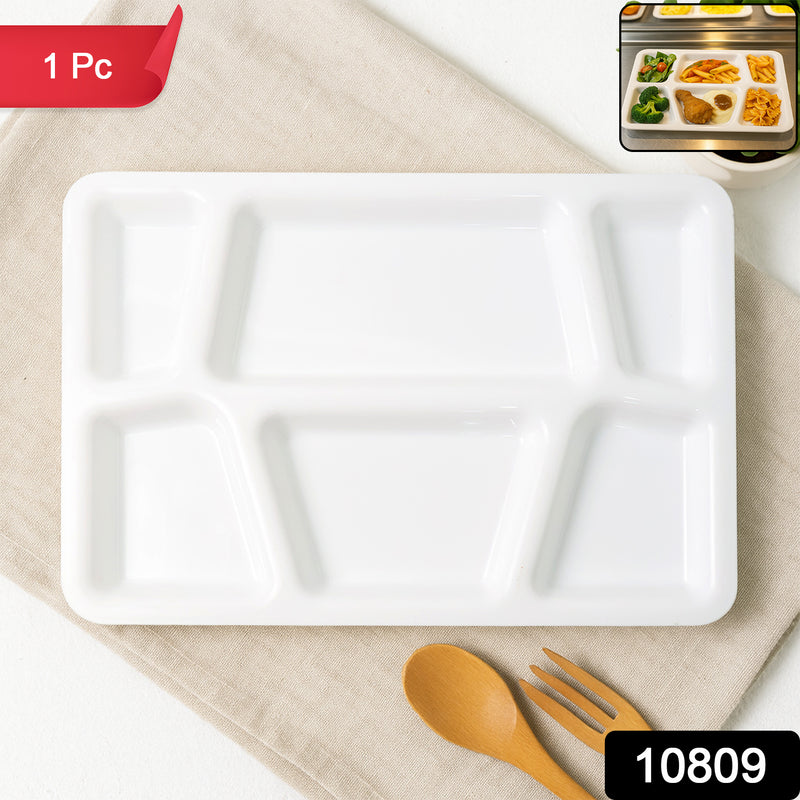 Plastic Multi-compartment Rectangular Meal Serving Tray Plate (1 Pc White)