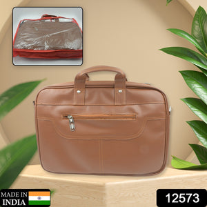 12573 Multipurpose Bag Shoulder Side Bag Office Laptop Faux Leather Executive Formal Laptop Macbook Messenger Office Travel Business Shoulder Hand Sling Bag For Men Women With Multiple Compartments