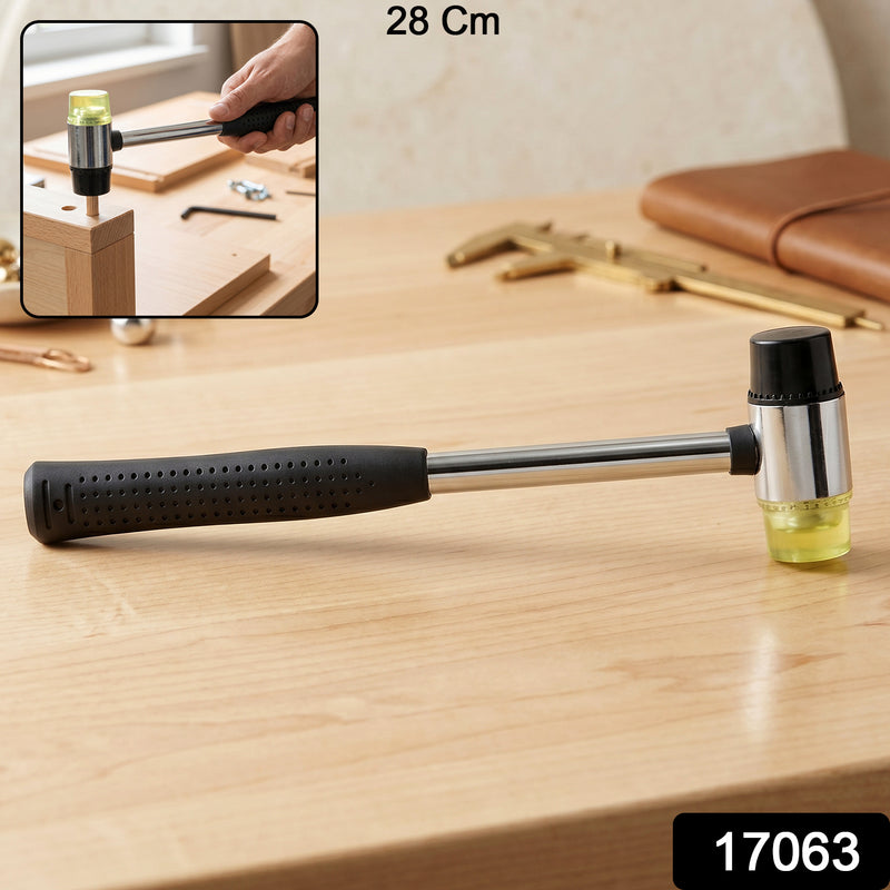 Double Head Rubber Hammer Soft Mallet With Steel Handle Non Slip Grip (1 Pc)