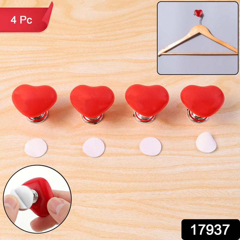 Multipurpose Cabinet Door Handle Drawer Heart-shaped Knob Pulls Toilet Press Button (4 Pc)
