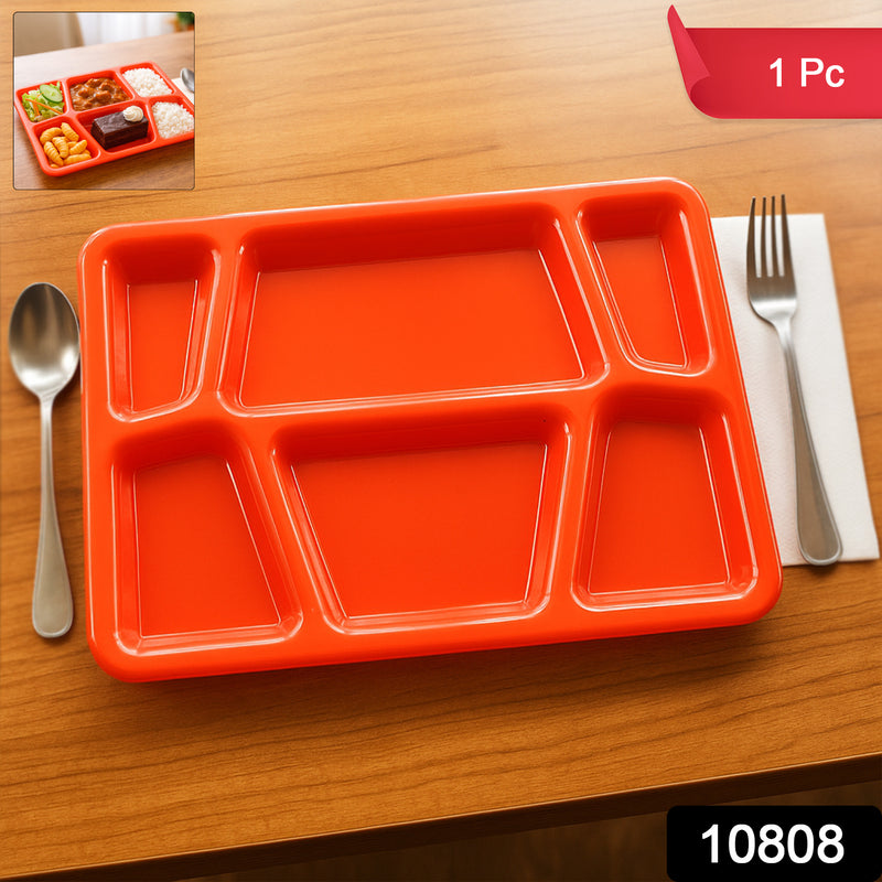 Plastic Multi-compartment Rectangular Meal Serving Tray Plate (1 Pc Red)