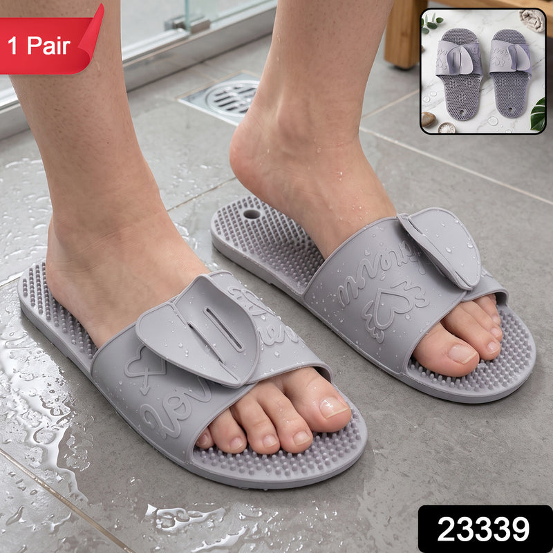 Massage Bath Slippers With Foot Scrubbing Bristles For Daily Bathroom Use (1 Pair)