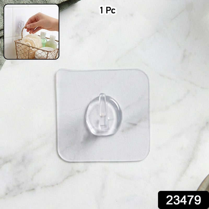 Transparent Square Self Adhesive Wall Utility Hook (1 Pc)