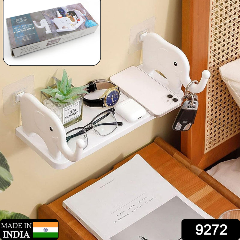 9272 Multifunctional Elephant Shaped Storage Shelf No Punching Wall Mounted Mini Storage Rack Creative Cute Elephant Shelf Organizer For Kitchen Bathroom Bedroom Study