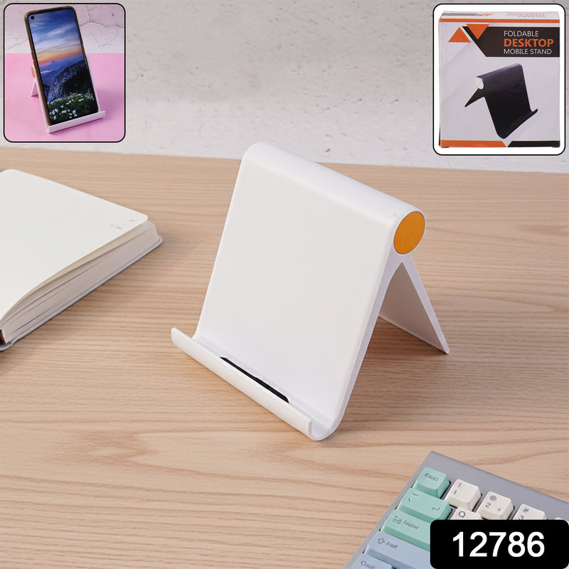 Plastic Foldable Desktop Mobile Stand (1 Pc White)