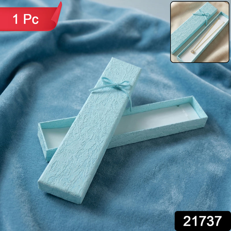 Premium Long Rectangular Jewelry Gift Box With Elegant Ribbon (1 Pc)