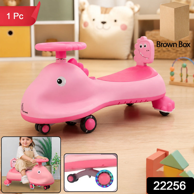 Kids Swing Car Ride On Toy With Music Pink Shark Design Magic Twist Car (1 Pc)