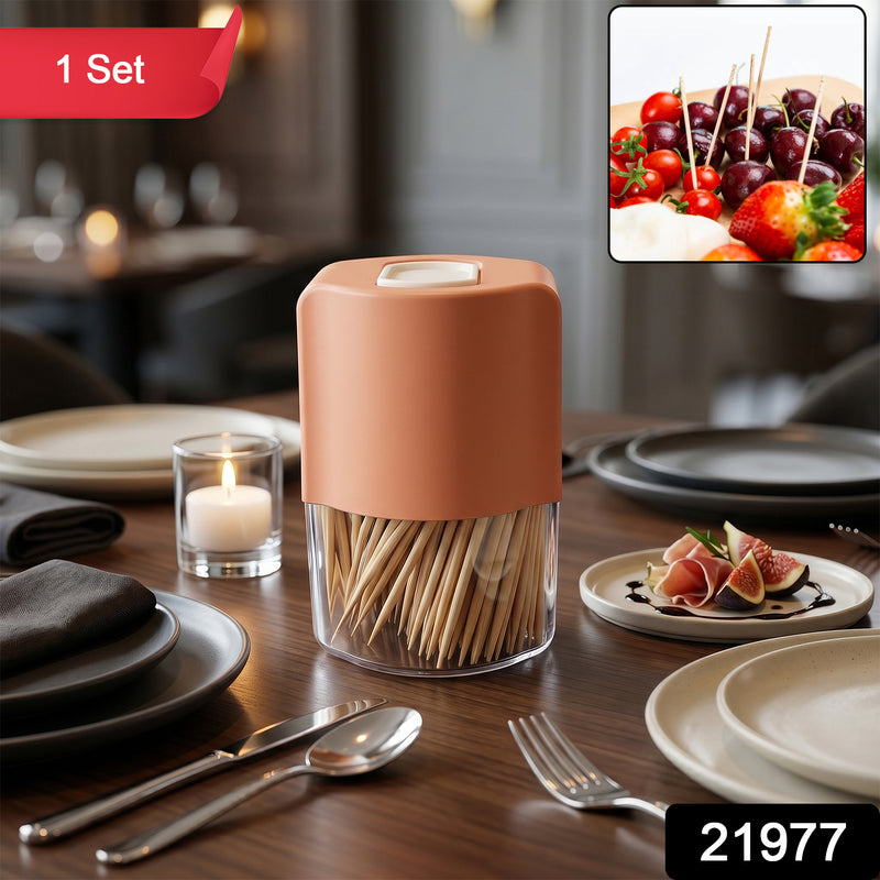 Toothpick Dispenser Box Set Automatic Pop-up Holder For Dining Table (1 Set)