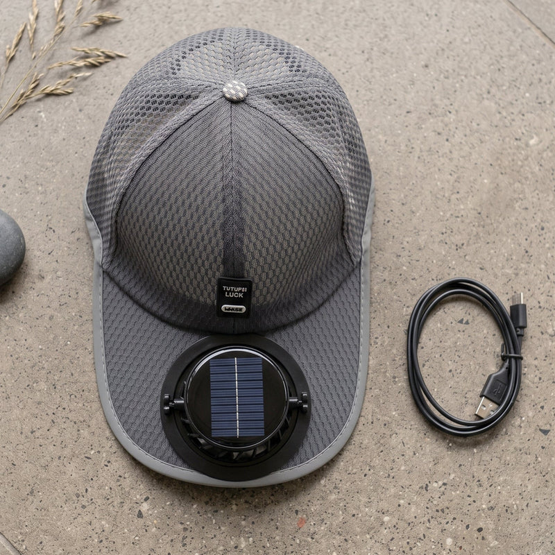 Solar Powered Cooling Fan Cap Rechargeable Baseball Sun Hat For Outdoor (1 Pc)
