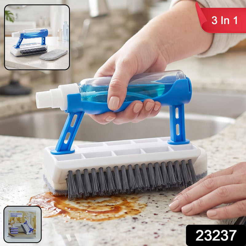 3 In 1 Multi Purpose Cleaning Brush With Soap Dispenser Sponge Scrubber (1 Pc)